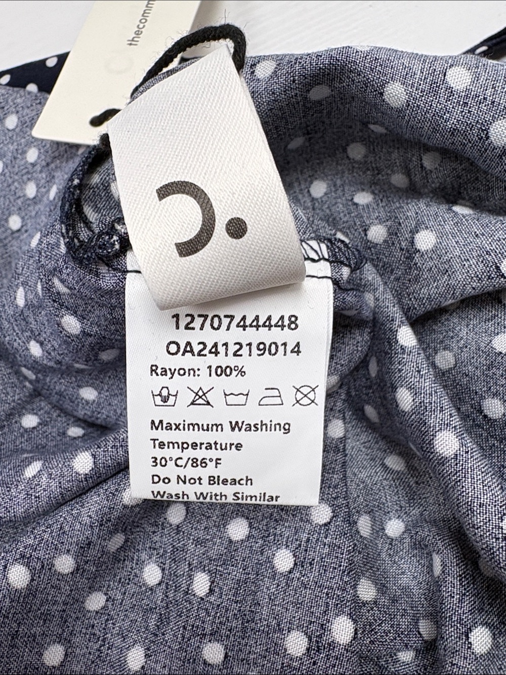 NWT Commense Polka Dot Lace Trim V-Neck Short Sleeve Sheath Dress Navy Medium - Picture 10 of 11